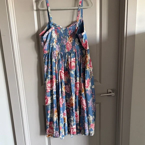 Torrid Floral Print Midi Dress in Blue and Pink - Picture 4 of 7